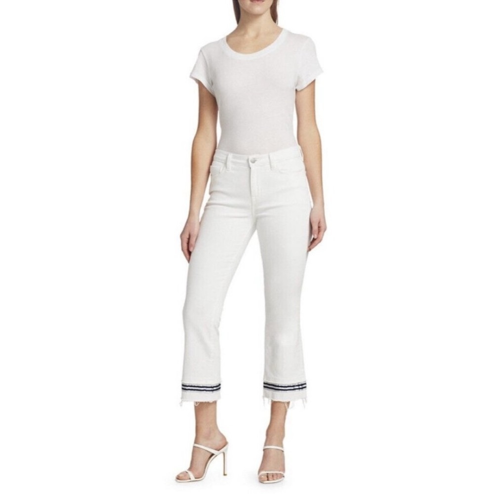 L'agence Jada‎ Cropped Tape Jeans Pants White Sz 30